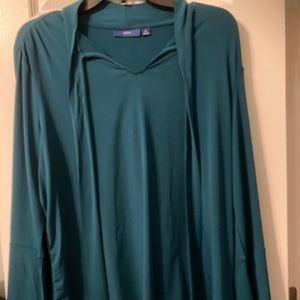 Apt. 9 Teal blouse with bell sleeves.
